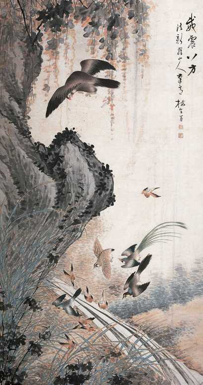 李育 威震八方 立轴